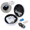 Dual USB Port Travel Charger Set (Round)